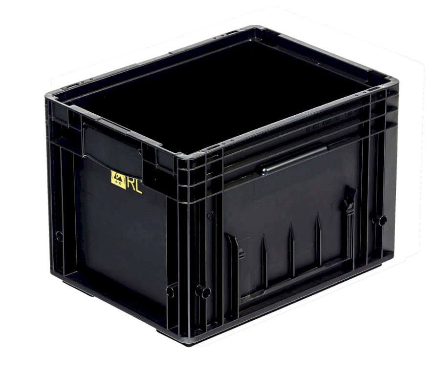 Přepravka RL-KLT ESD 4080 černá, vodivá, UÚ, uzavřená